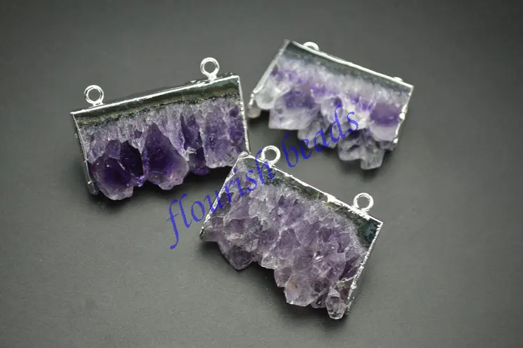 High Quality Natural Druzy Amethyst Square Slice Two Loops Pendants Fashion Jewelry Supplies | Украшения и аксессуары