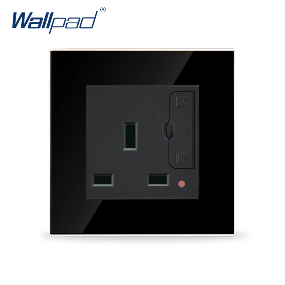 Британская розетка с двойным USB Wallpad роскошная черная Хрустальная стеклянная