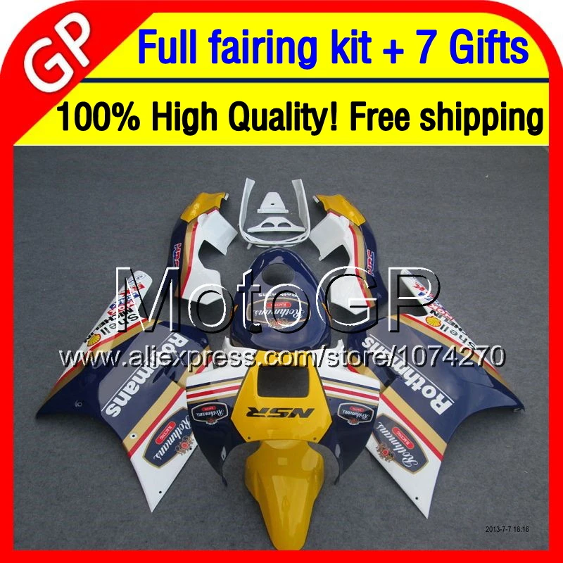 + Бак Для ХОНДА Rothmans NSR250R MC18 NSR250 PGM2 88-89 13PG36 R 250 NSR250RR Синий белый NSR 250R 88 89 1988 1989