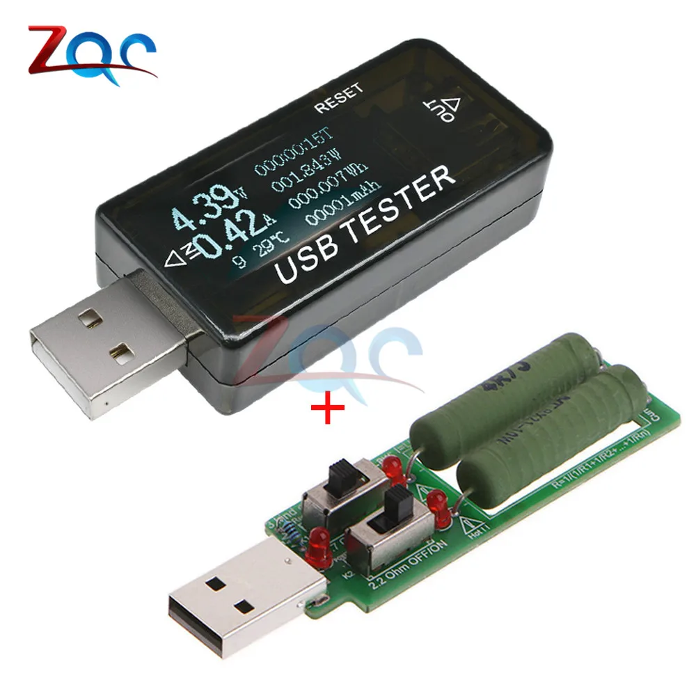 Black With USB load 8 в 1 QC2.0 QC3.0 DC 4-30 в Электрический банк питания USB Емкость тестер напряжения измеритель тока монитор цифровой вольтметр Амперметр - Цвет: Black With USB load