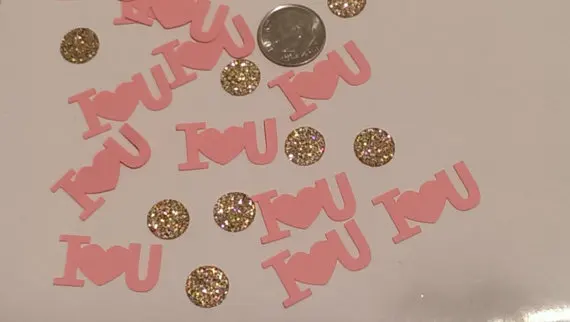 

Розовое и Золотое I Heart U Baby украшение для праздничного стола Декор скрапбукинга конфеттис