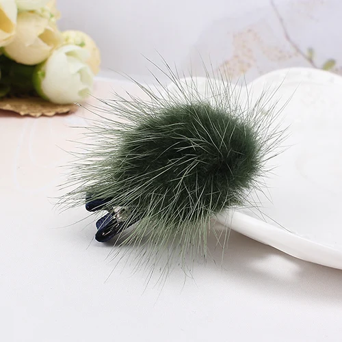 dark green hairpin M MISM модные заколки для волос, заколки для волос с мини помпоном, резинки для волос, эластичные резинки для волос, заколки для волос, женские заколки - Цвет: dark green hairpin