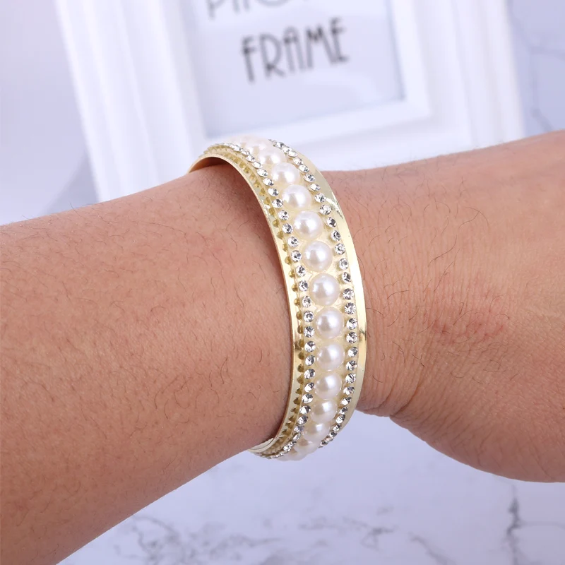 LEADERBEADS женские богемные золотистые браслеты-манжеты с кристаллами модные