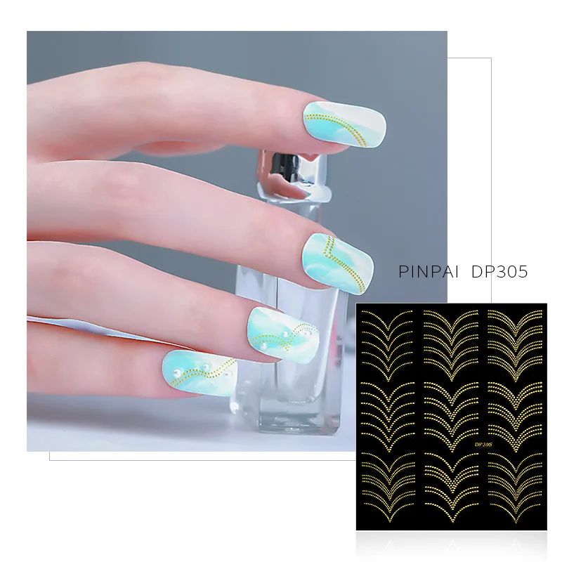 5 листов горячей штамповки 3D наклейки для ногтей металлические полосы с