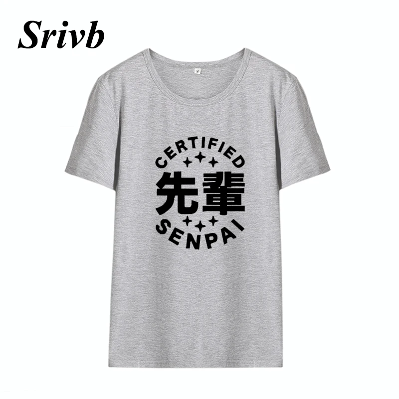 Srivb Certified Senpai Femme модная женская футболка больших размеров новая с буквенным