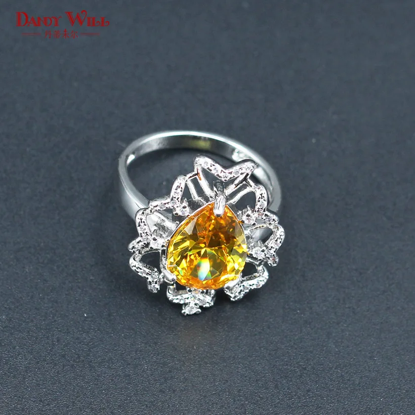 Silver 925 Wedding Jewelry Sets For Women Necklace Earrings Rings Pendants Yellow Cubic Zirconia jewelry Gift | Украшения и