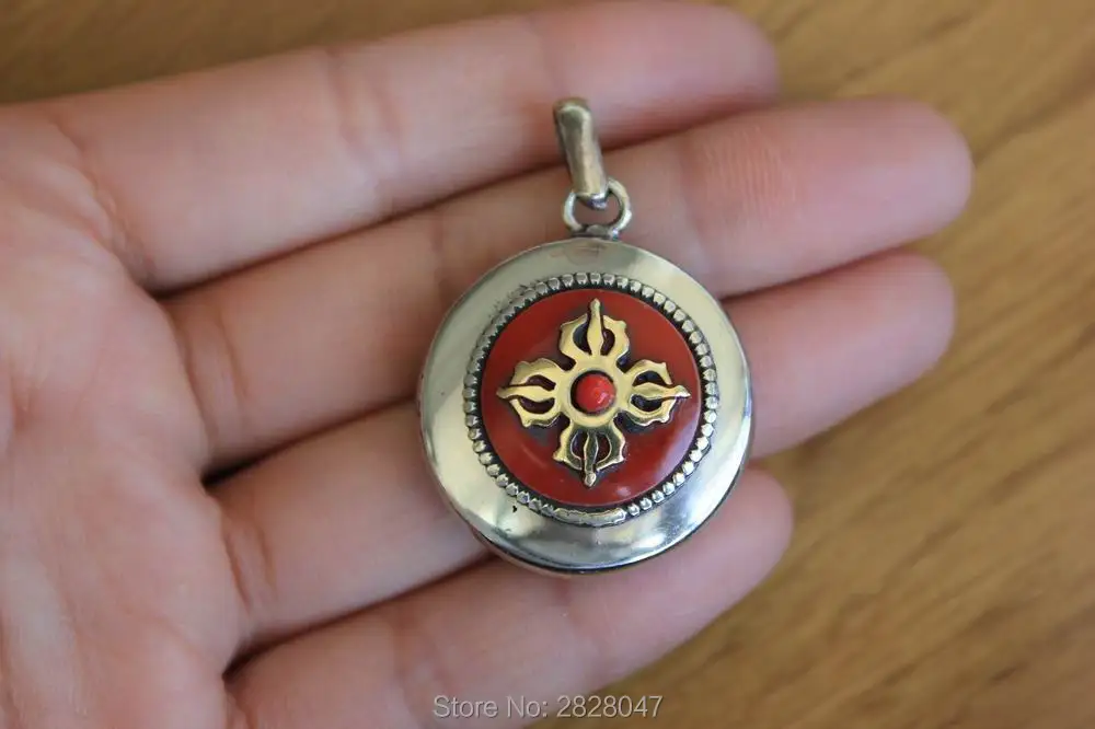 PN997 Этнические тибетские ювелирные изделия медная молитвенная коробка Dorje