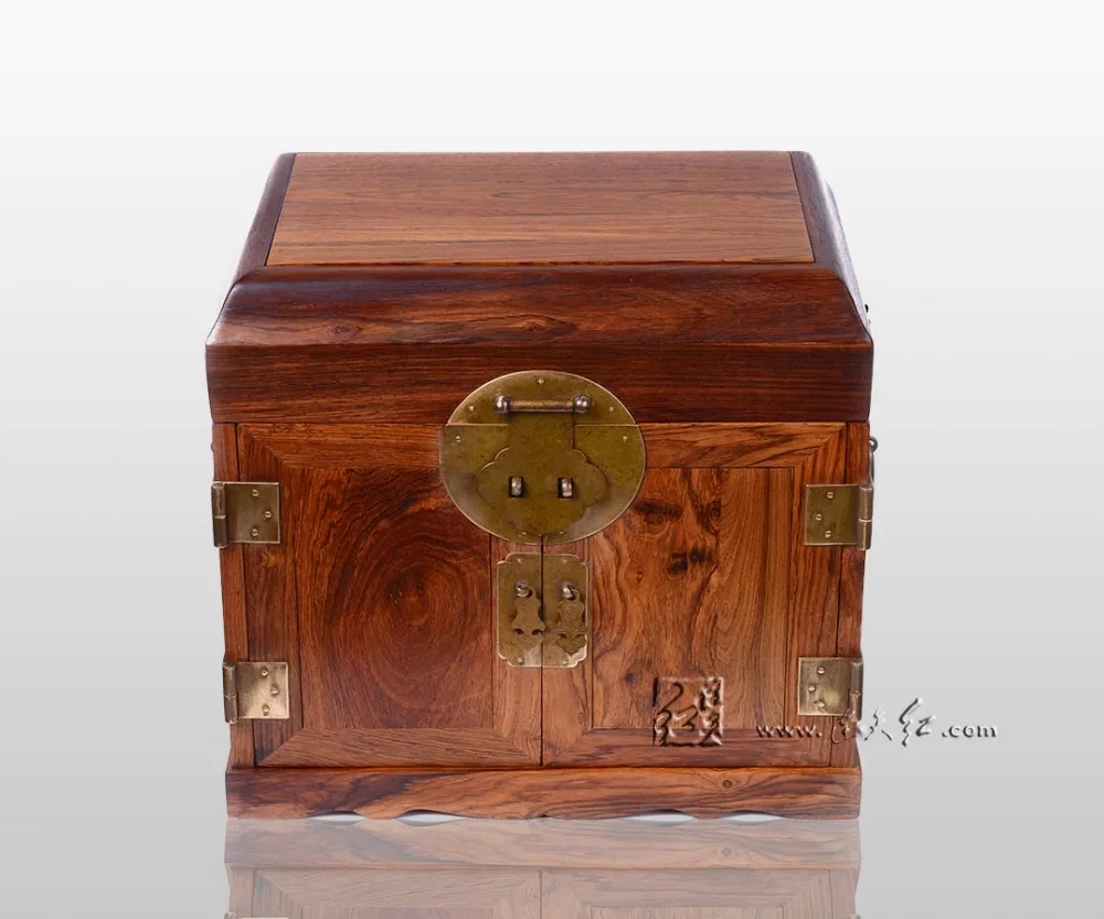 Ящик для Драгоценностей из красного дерева Китай Классический чехол хранения Ming