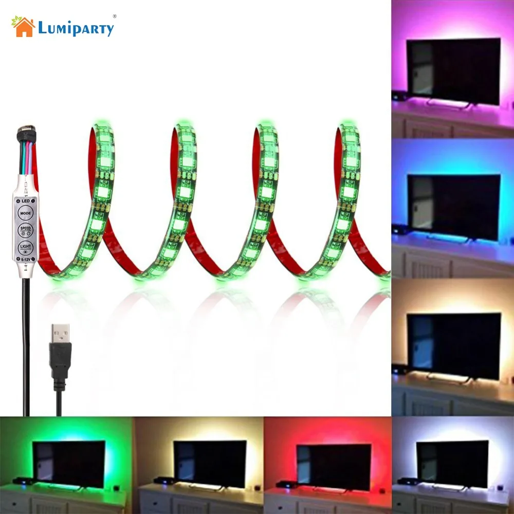 LumiParty Бесплатная доставка 5 в USB кабель Светодиодная лента лампа SMD5050 2 м