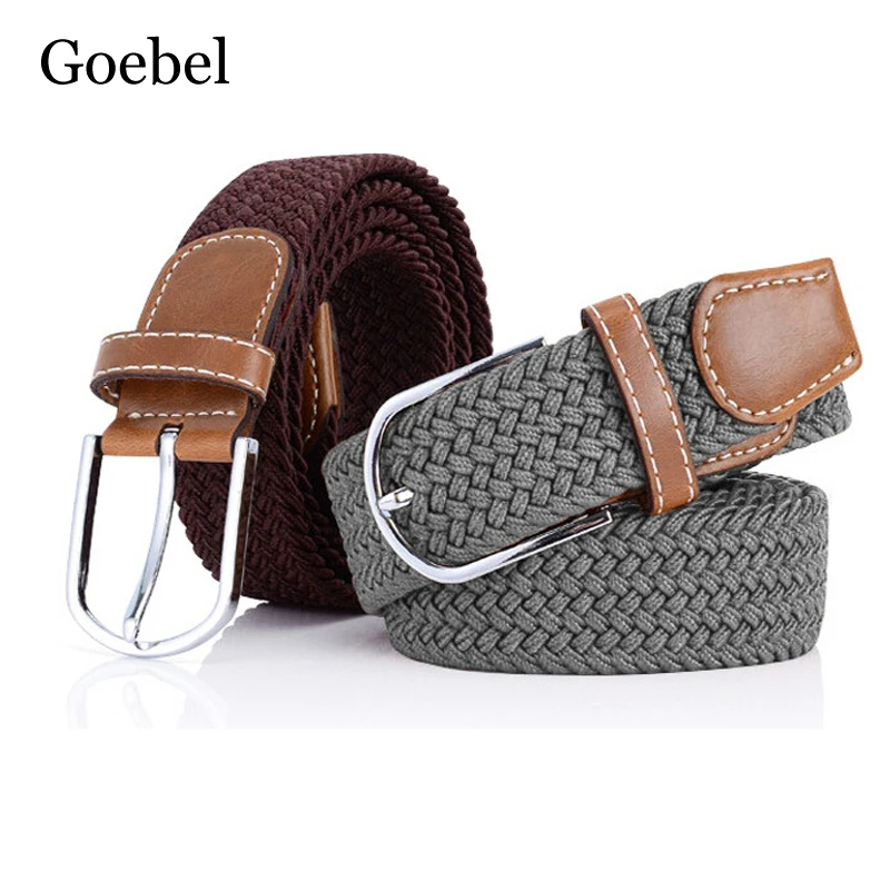 Женский Повседневный ремень разноцветный мужской вязаный с пряжкой тканевые