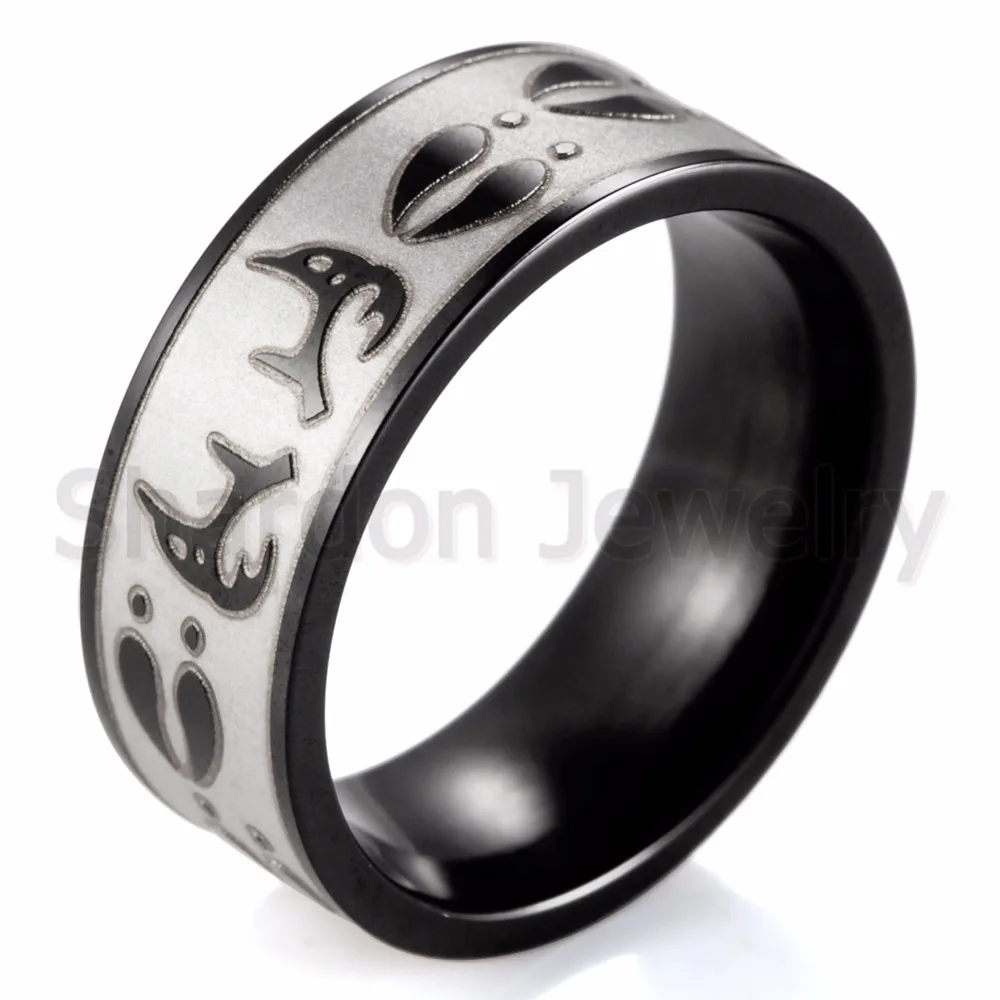 Shardon ювелирные изделия Мужская мода кольцо черный круглый рога оленя и треки