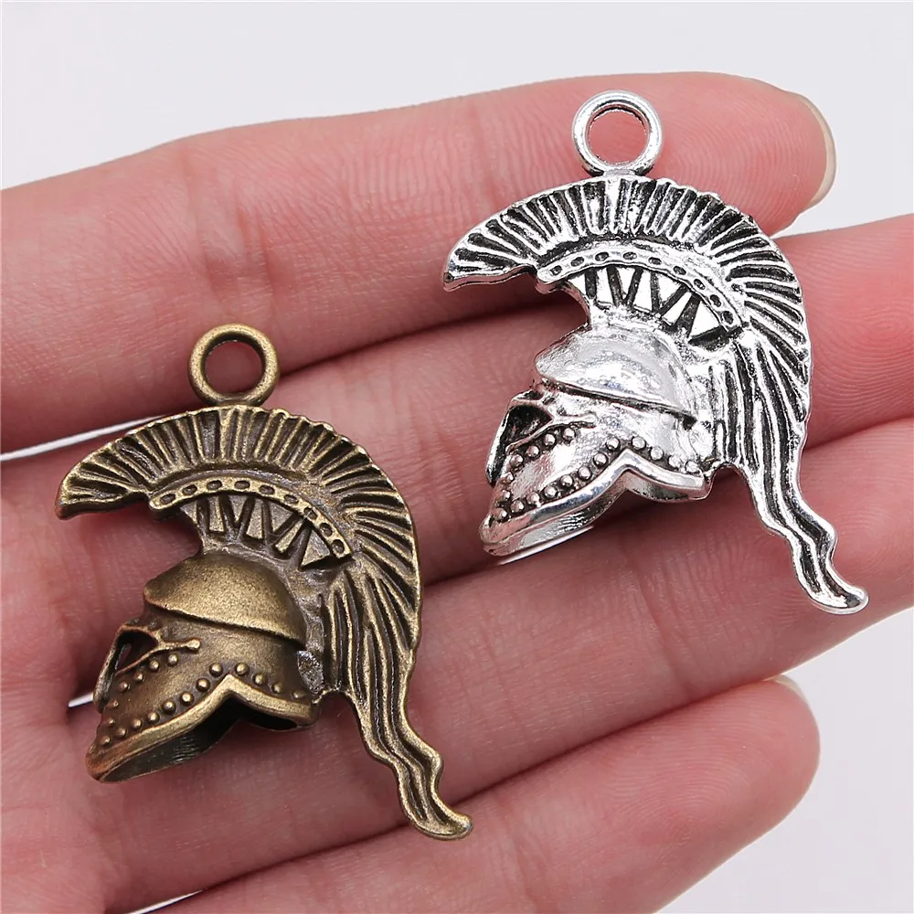 WYSIWYG 2 шт 36x28x14 мм 3D Ретро Римский троянский солдат шлем Шарм Подвеска для изготовления ювелирных изделий ожерелье