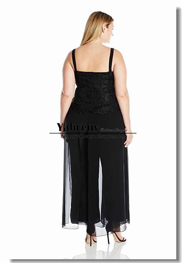 Черные кружевные брюки для матери невесты Костюмные платья большого