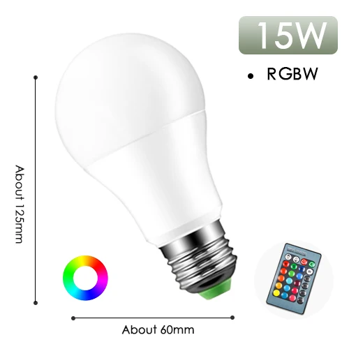 RGBW E27 15W-remote Светодиодный RGB Лампочка красочный светильник E27 RGB RGBW RGBWW 220 В ИК-пульт дистанционного управления с регулируемой яркостью 5 Вт 10 Вт 15 Вт ночник домашний декор праздничный Бар Рождество - Испускаемый цвет: RGBW E27 15W-remote