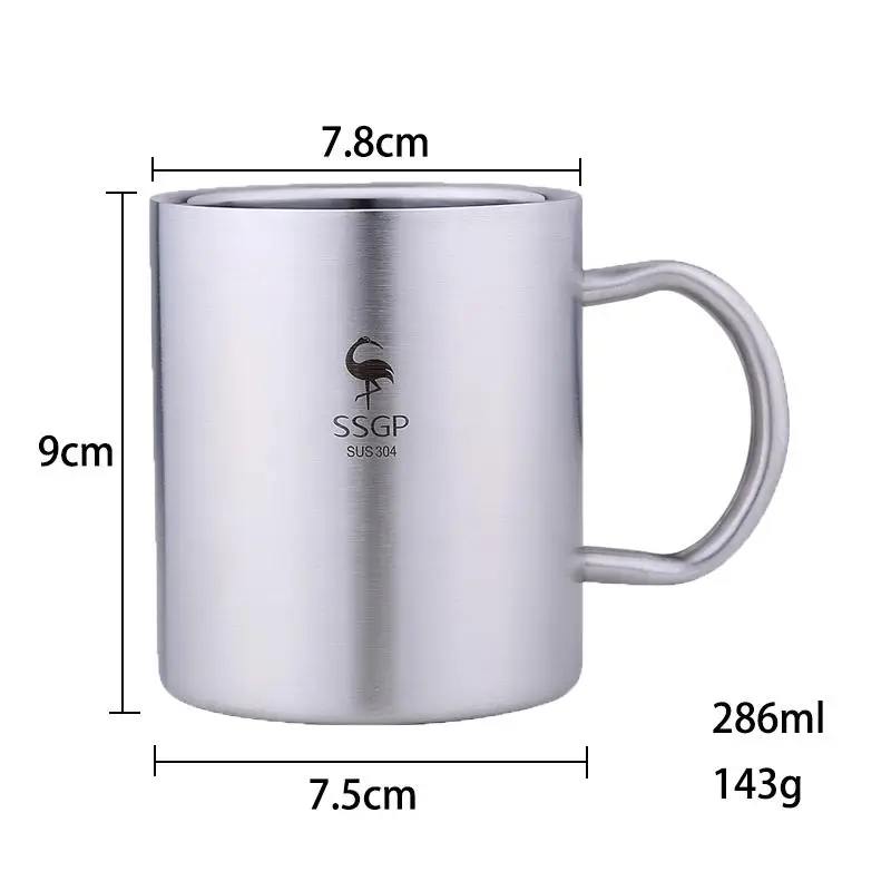 small 304 кофейная кружка из нержавеющей стали, двойной слой, анти-ожоги, чашка для питья/пива/воды/чая, анти-падение, металлический стакан для путешествий, высокое качество - Цвет: small