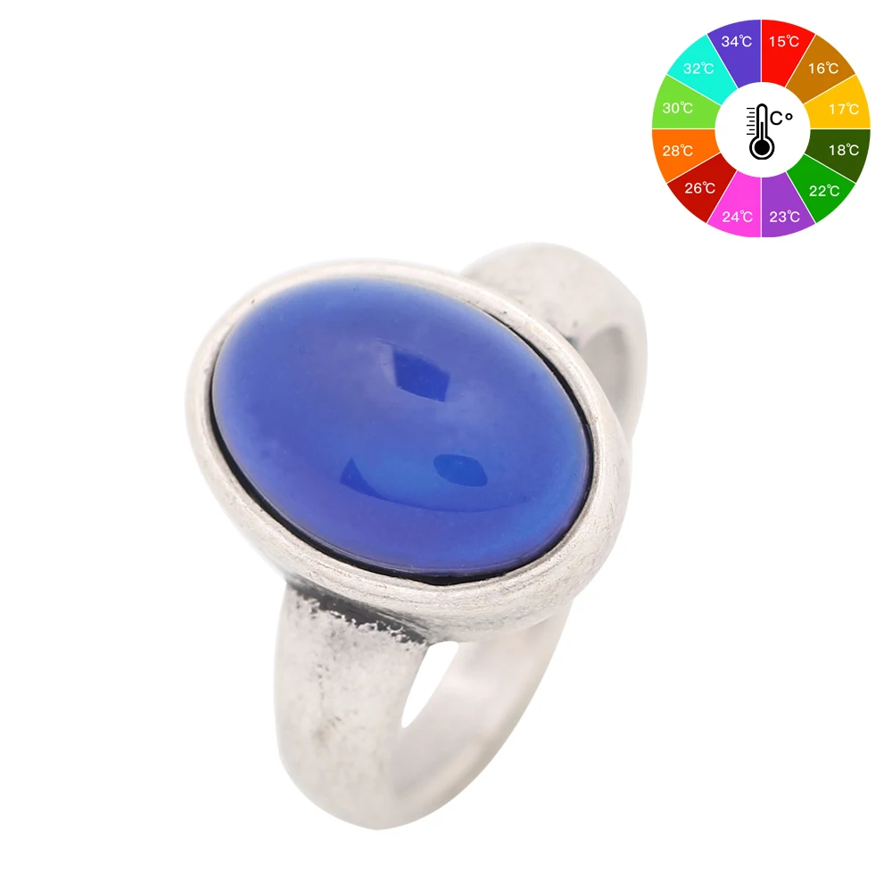 

Vintage Bohemia Retro Color Change Emotion Feeling Changeable Metal Ring Temperature Control Mood Ring for Women MJ-RS010
