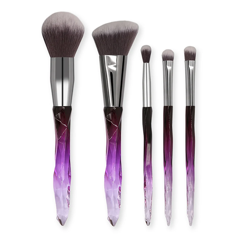 New 5 Makeup Brushes Clear Crystal Diamond Handle Brush Set Complete Face Beauty Tool | Красота и здоровье