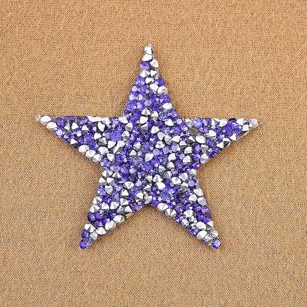 purple Цветные стразы со звездами, нашивки для одежды, ширина 6 см, вышитая аппликация, наклейки для свадебного платья - Цвет: purple