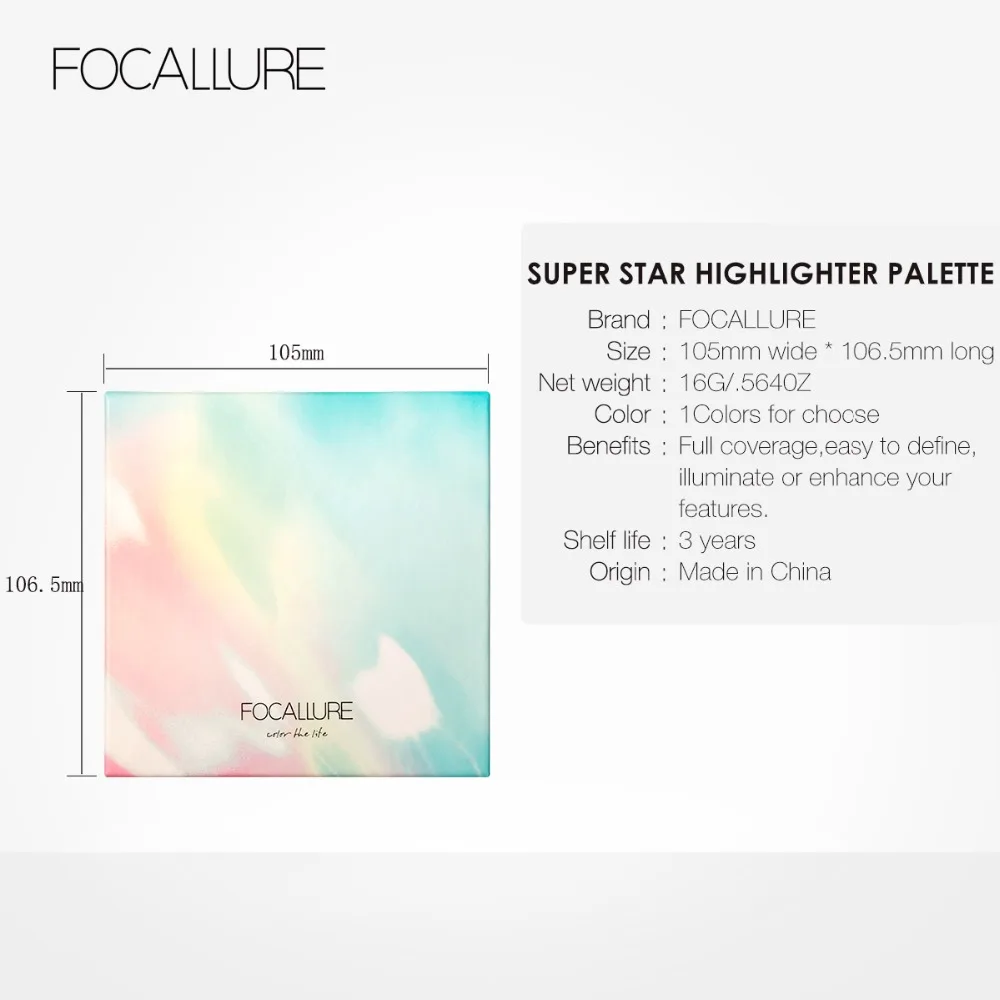 

FOCALLURE Highlighters Palette Makeup High Pigment Shimmer Creamy Powder Professional Illuminator Face Makeup