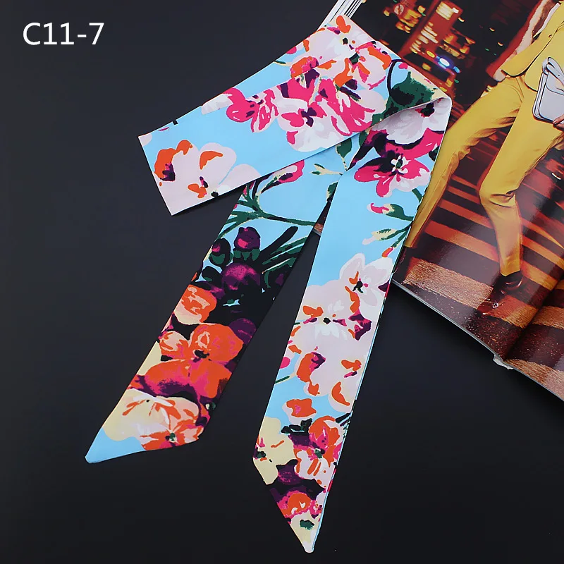 2018 New Geranium Slim Narrow fashion woman Tie Bag Handle Scarf Small Ribbon headscarf |