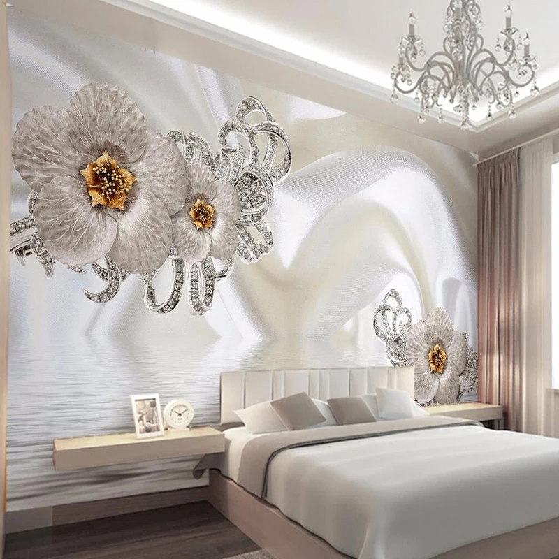 

Custom Any Size Mural Modern Abstract Art Jewelry Silk Wallpaper Living Room Bedroom Luxury Decor Wallpaper Papel De Parede 3D