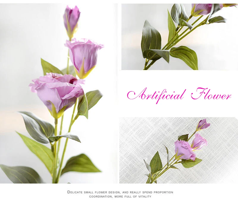 1 шт. Европейский искусственный цветок 3 головки поддельные Eustoma Gradiflorus Lisianthus Рождество Свадьба Праздник декор дома 5 цветов