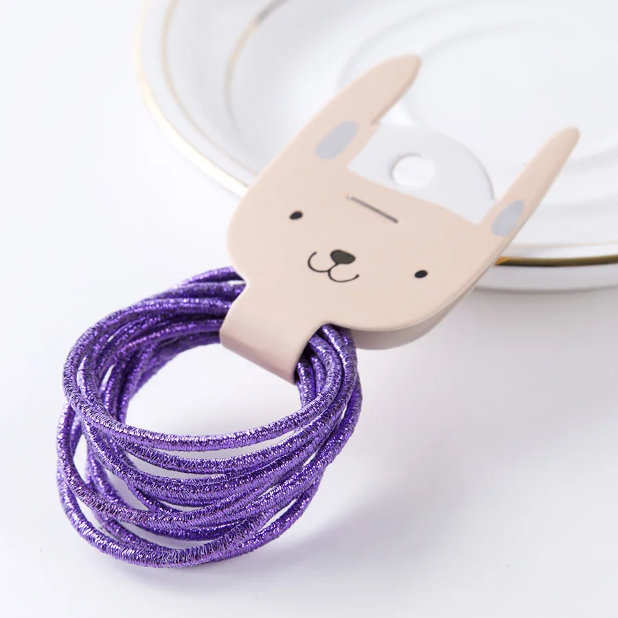 purple Новинка, 10 шт., карамельные цвета, нейлон, Золотая проволока, резинки, Детские Безопасные эластичные резинки для волос, конский хвост, держатель, Детские аксессуары для волос - Цвет: purple