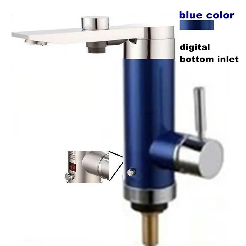 blue low in digital 3.5kW водонагреватель мгновенный Электрический водонагреватель без резервуара для ванной комнаты Душ кухонная раковина боковой Нижний Вход ЕС вилка - Цвет: blue low in digital