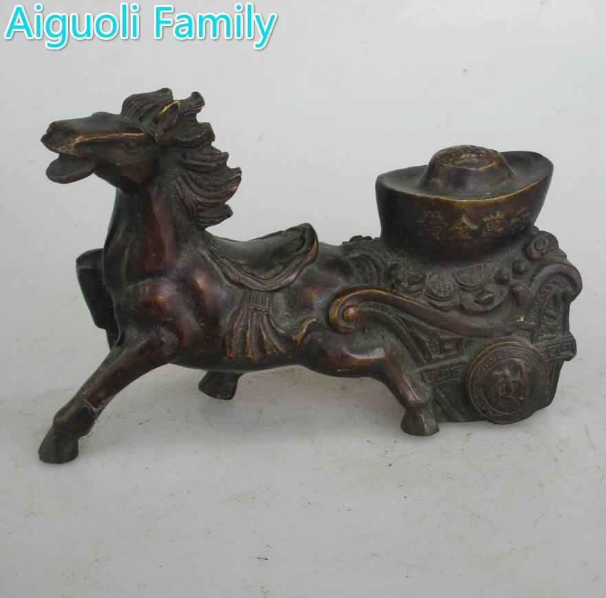 AAA + редкая китайская старинная медная резная статуя лошади деньги