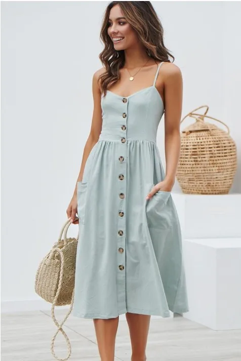 Женское платье на элегантных кнопках красное Хлопковое миди в горошек 2019 летнее