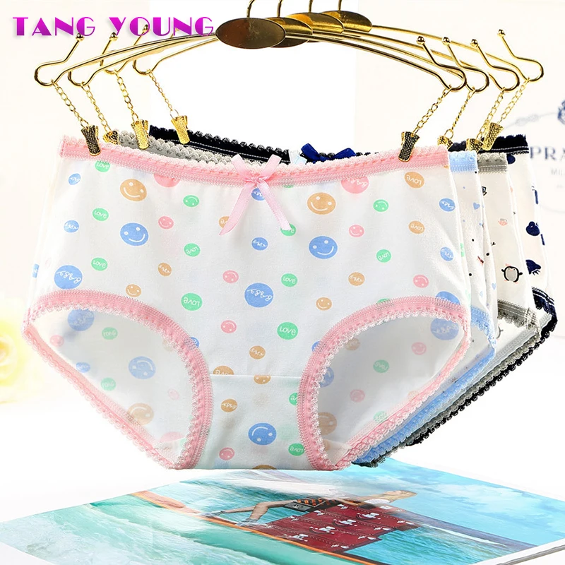 Тан молодых 4 шт./лот пикантные середины талии лук Трусики для женщин Для Нижнее