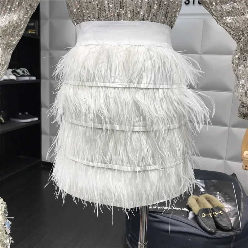 Korobov Femininos Vestido Elegant Feathers Tassel Patchwork Skirts Elastics Waist Cake Skirt 2019 New Arrivel Saia 76834 | Женская