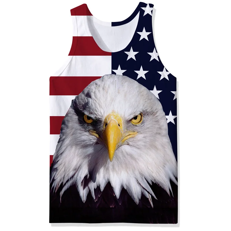 Забавные Животные Орел жилет американский флаг 3D принт майка Мужская Унисекс Без