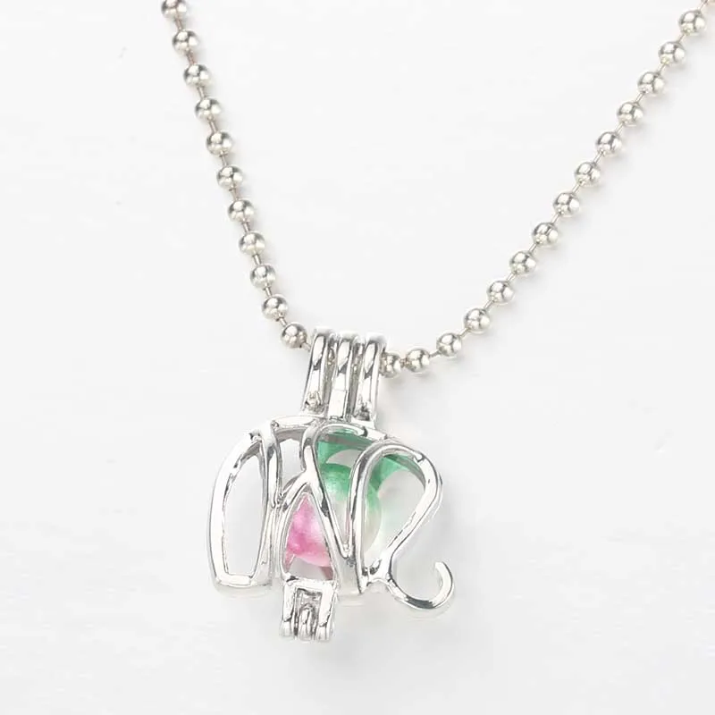 Яркое серебряное тонкое маленькое жемчужное ожерелье с подвеской в виде слона