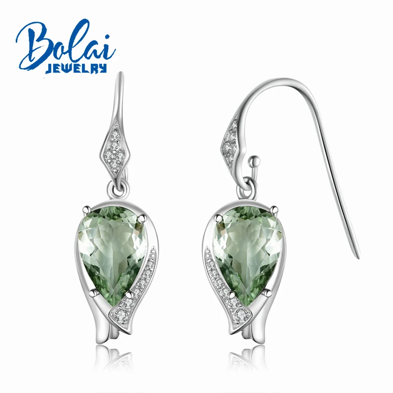 Bolaijewelry, цветущих 925 пробы серебряные серьги с камнями с натуральным Бразилии драгоценный камень аметист fine jewelry для девочек