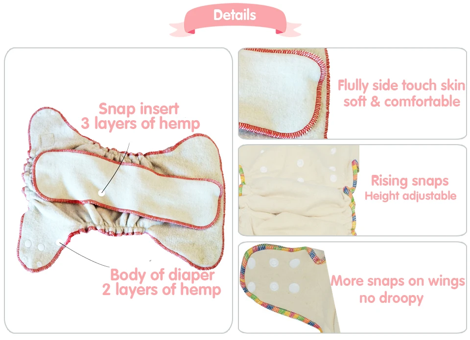 Miababy Onesize пеньковая Встроенная ткань пеленки для тяжелой влажности подходит для ребенка 5-15 кг, натуральная пенька
