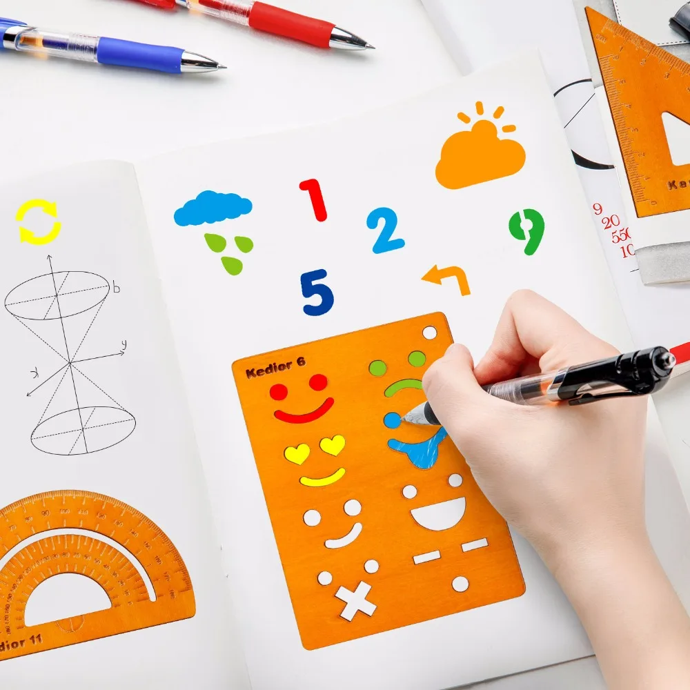 Трафареты Bullet Journal 12 шт. деревянный планировщик трафаретов и Math геометрических