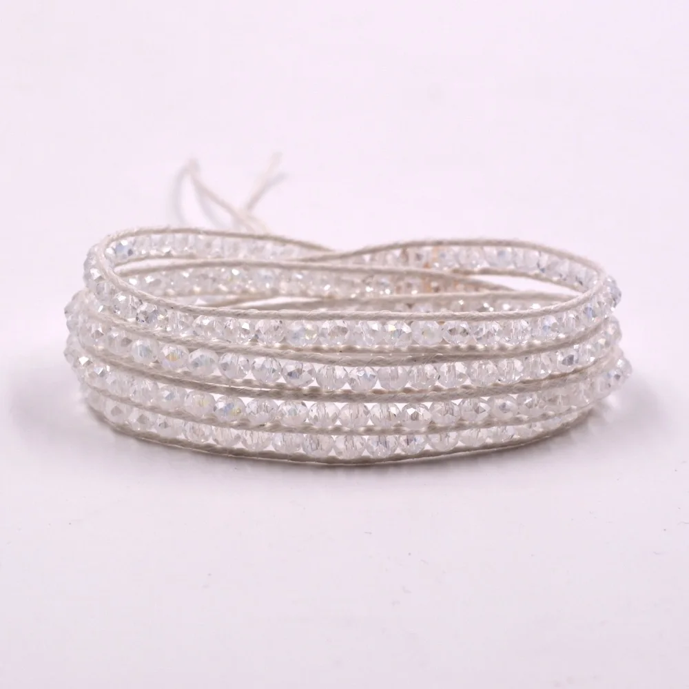 Новинка 2016 модный белый браслет ручной работы с 4 круглыми кристаллами браслеты