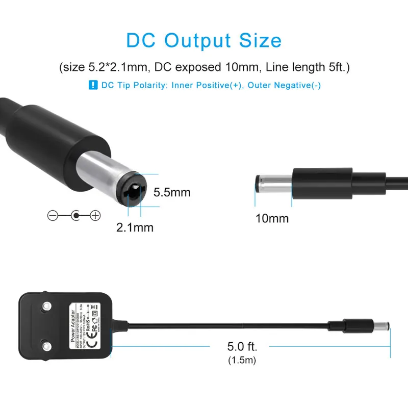 Versatile 9V 2A 1.5A 1A 0.6A 600mA Power Supply 5.5mm x 2.1mm Barrel Plug Wall AC Adapter Charger Cord Gift 4 Conneors | Обустройство