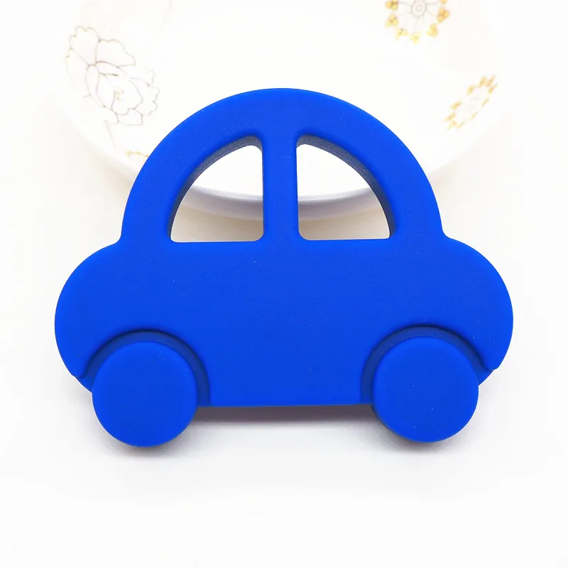 Chenkai 2 шт силиконовый Прорезыватель Автомобиль DIY детский душ Жевательная Подвеска для кормления Сенсорное прорезывание зубов пустышка игрушка Gfit BPA бесплатно - Цвет: Navy