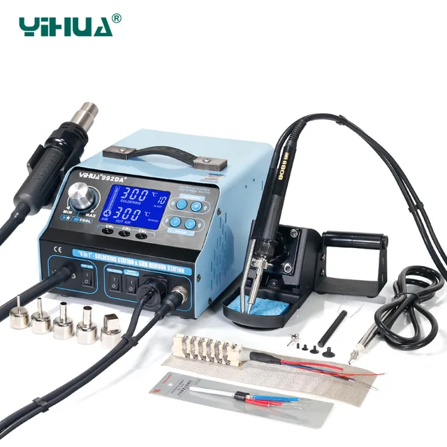 4 в 1 YIHUA 992DA + паяльная станция с горячим воздухом вакуумная для дыма BGA|yihua 992da|station