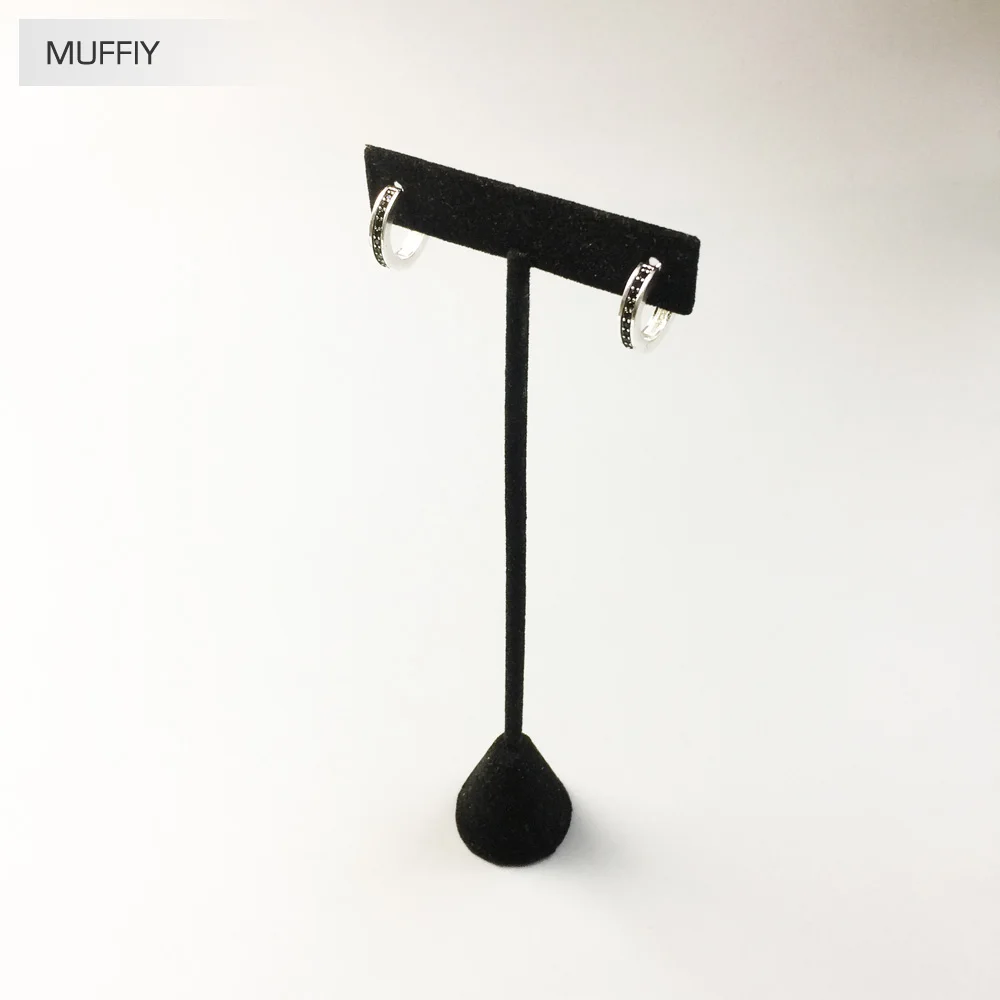 Серьги кольца на петлях с черным креольским закреплением Европейская мода