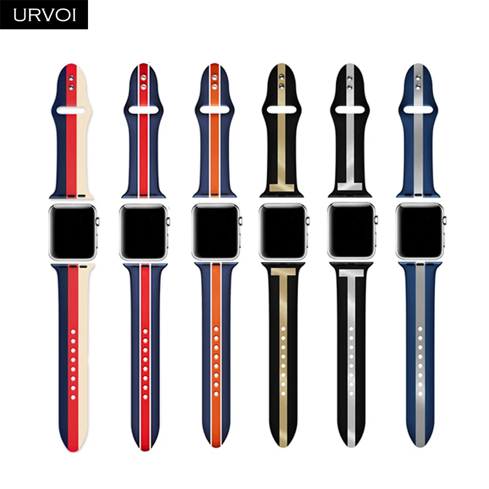 URVOI силиконовой лентой для apple watch серии 4 3 2 ремешок iwatch спортивный с pin и tuck