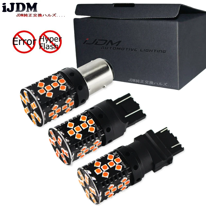 Без гипервспышки 3157 LED Canbus Янтарный красный 7443 T20 1157 BAY15D Светодиодные лампы для