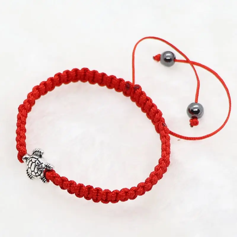 Женские морские черепахи черепаховый Браслет Регулируемый Красный шнур браслет