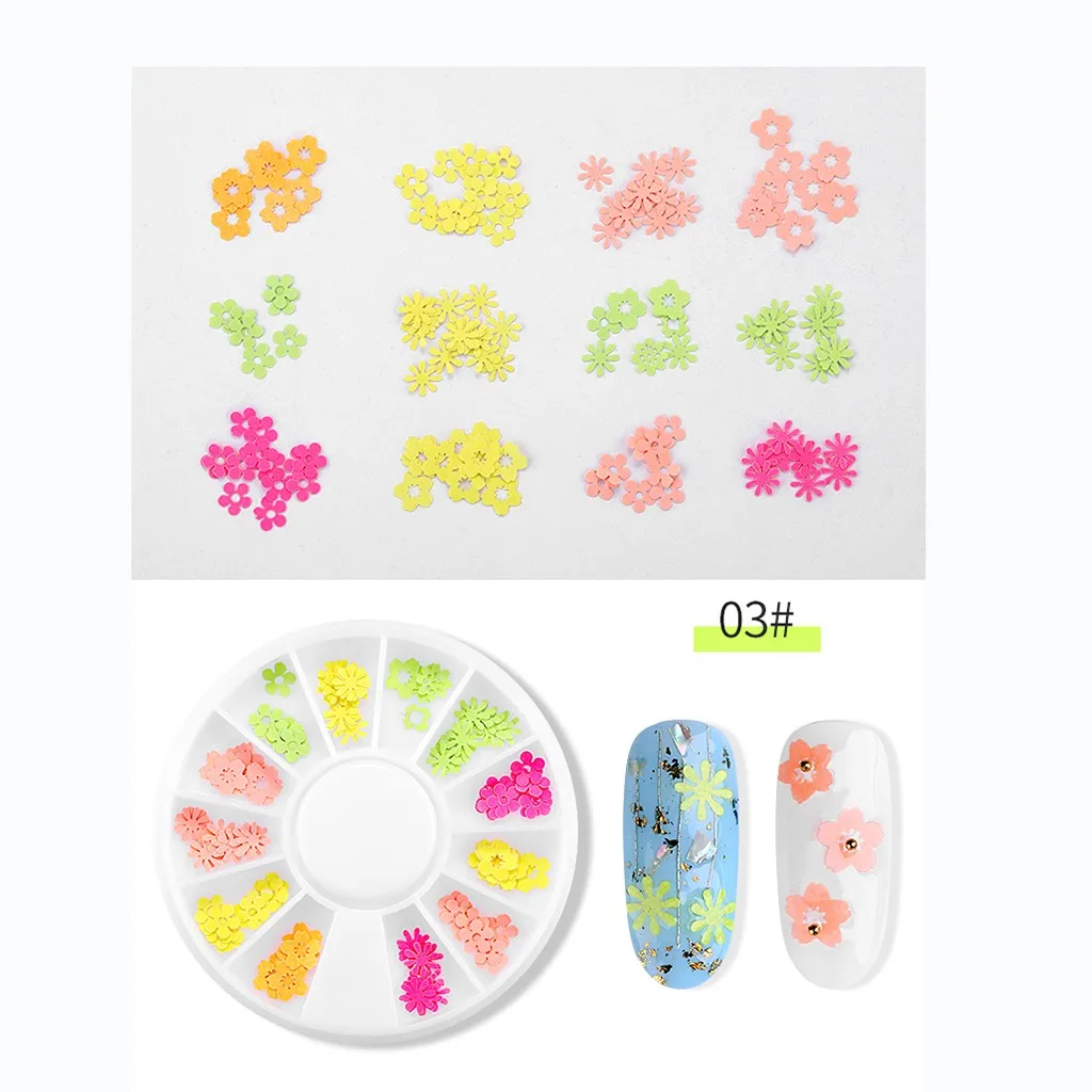 Искусственный цветок Флуоресцентный цвет наклейка для ногтей 12 смешанных цветов