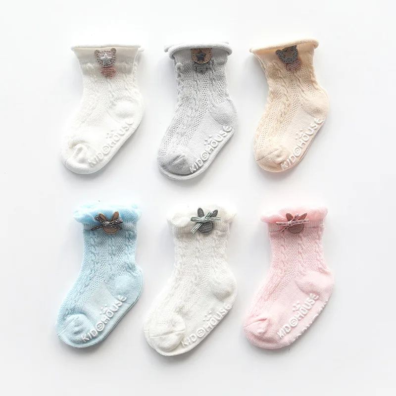 3 пары носков для малышей с бантом хлопоковый новорожденных носки девочек милые