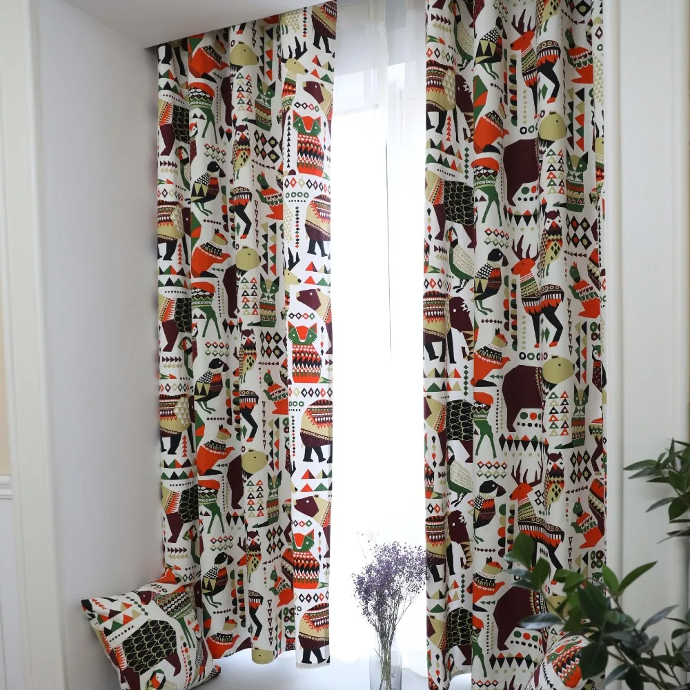 Детская Штора для комнаты с рисунком оленя медведя совы хлопковая ткань