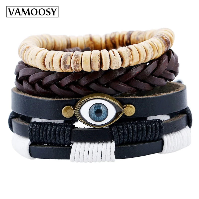 VAMOOSY Аутентичные браслеты с турецким глазом в стиле панк для мужчин и женщин