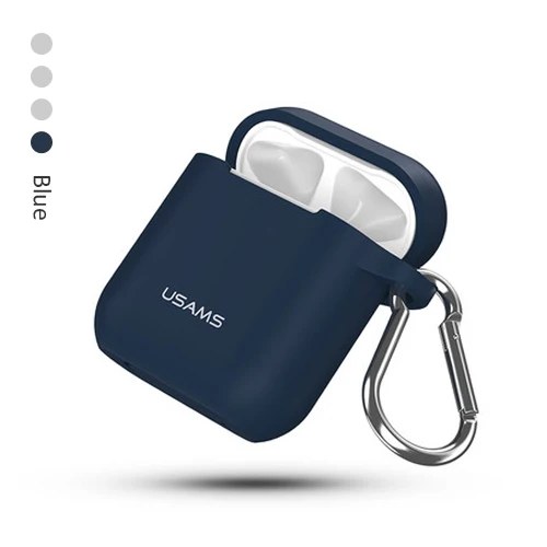 USAMS чехол для наушников для AirPods силиконовый защитный чехол для наушников светящийся Apple беспроводной bluetooth чехол для наушников - Цвет: blue